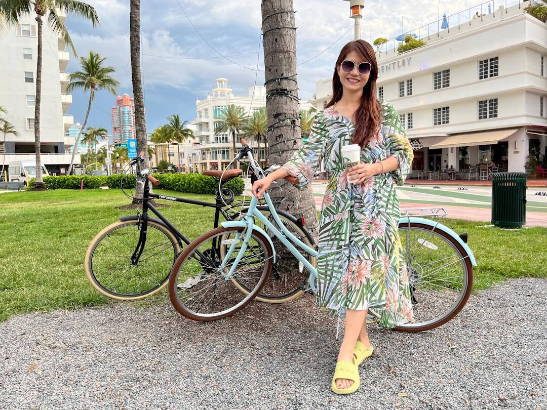 A beautiful woman enjoying ride at Mr bikes rental